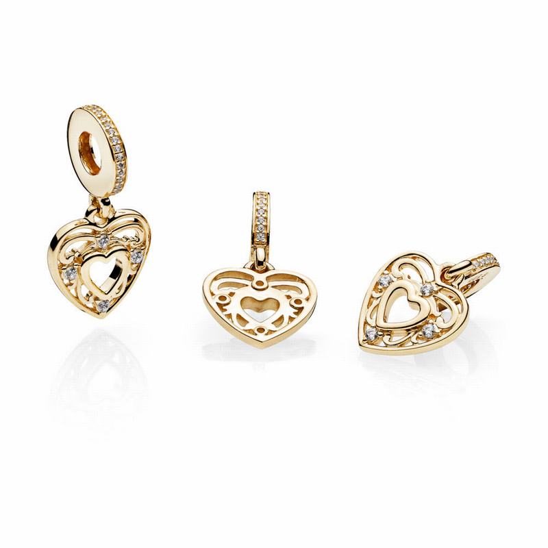 Pandora Romantic Heart Dangle Charm Gold Egypt HO6514398